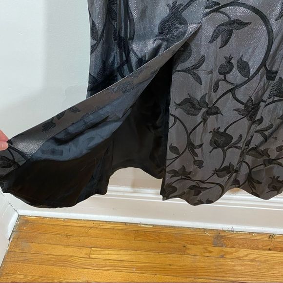 FRANCO MIRABELLI Couture Dark Silver Floral Trench Coat - Size 10 - Picture 8 of 12